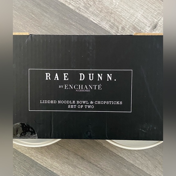 Rae Dunn Lidded Noodle Bowl & Chopsticks Set of 2 Melamine Lid Miso By Enchante - Picture 6 of 8